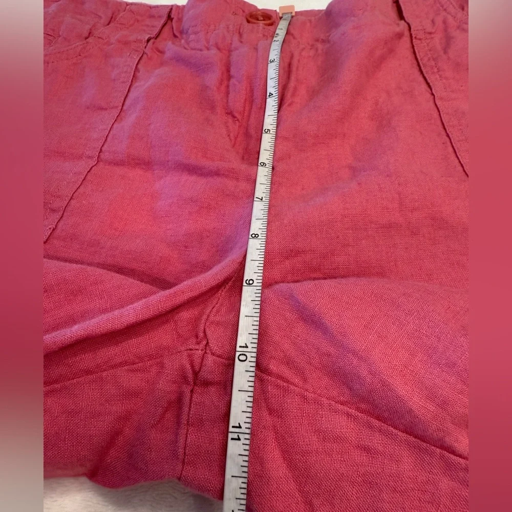 Talbots Petites preppy cropped linen pants dark pink zip button pockets SZ 14P - Picture 7 of 9
